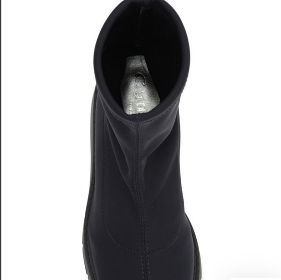 NEW La Canadienne Jared Knit Platform Bootie Navy Blue Black Wedge Shoe - Picture 3 of 7